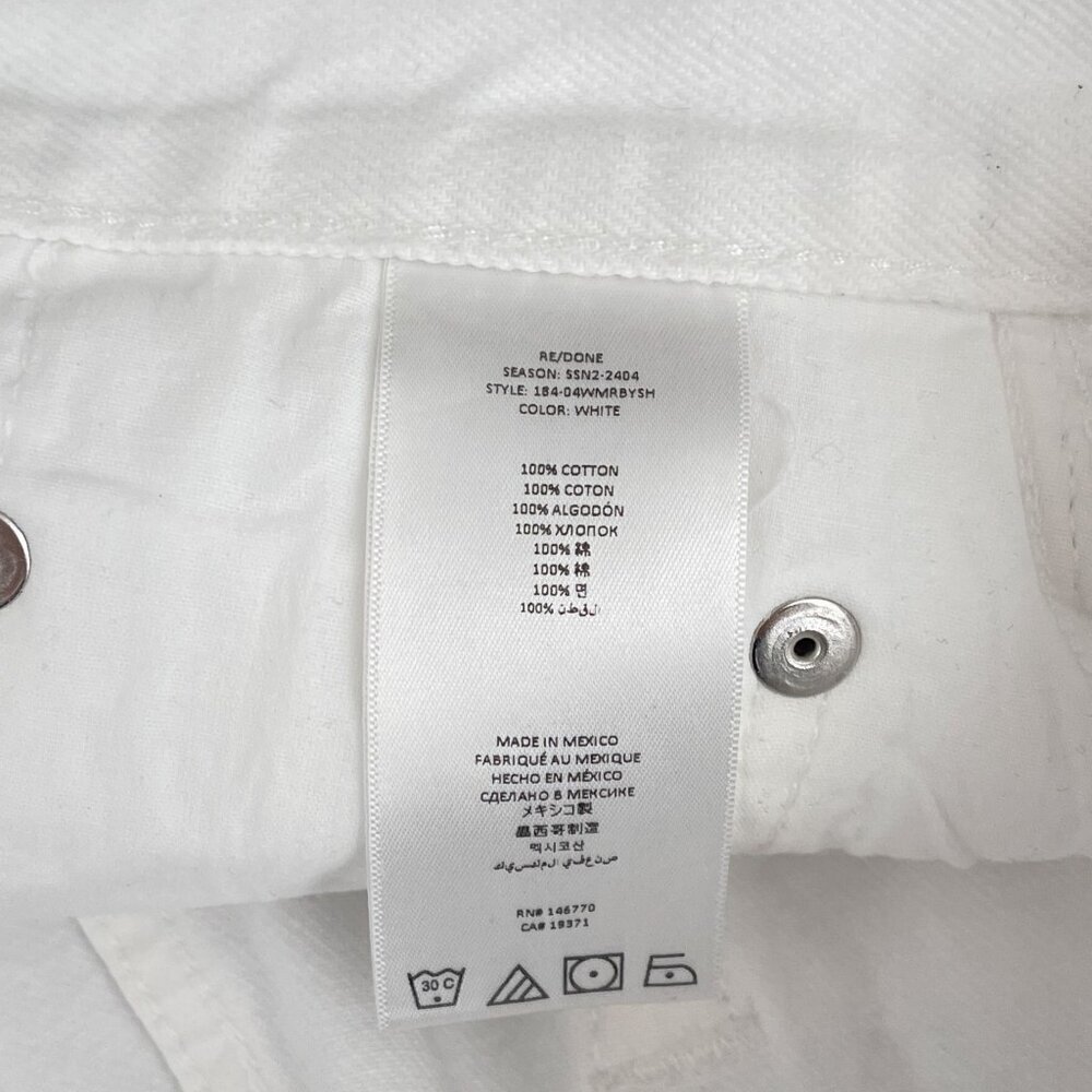 Re/Done Button Fly Mid-Rise Boy Shorts White Rigid Denim Womens 32‎ NWT - Picture 10 of 16
